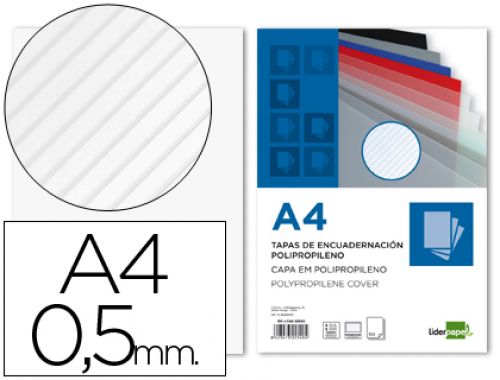 Capa de encadernacao liderpapel polipropileno raiado din a4 0.5 mm pack de 100 unidades , Liderpapel , 64044 , 8423473225404